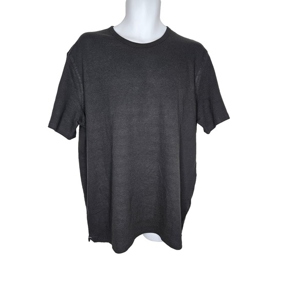 Kenneth Cole Black Textured Knit T-Shirt Men's XL Short Sleeve Stretch Casual - Picture 1 of 9